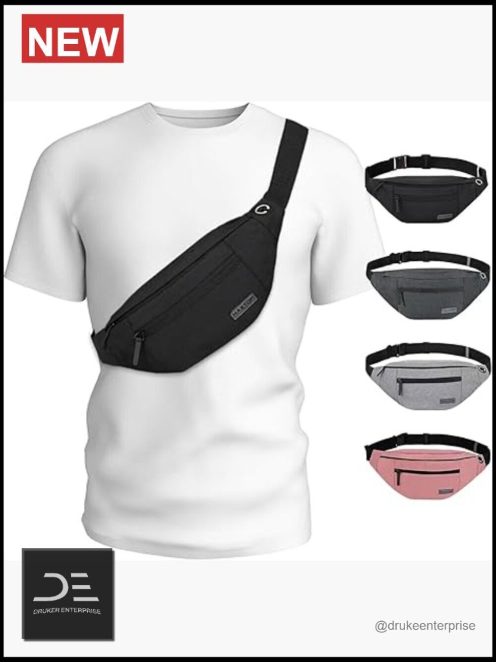 Large Crossbody Fanny Pack with 4-Zipper Pockets, Hands-Free Waist Pack for